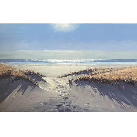 Peinture à l&#39;huile &quot;Beach Access in the Backlight&quot; (2024) par Stefan Dobritz
