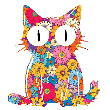 Pop-Art Wandobjekt "Flower Cat" (2024) von Cheeky Bunny