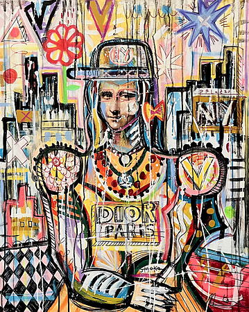 Urban Art Acrylique Painting &quot;Love Dior&quot; (2025) par Mercedes Lagunas