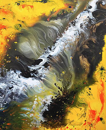 Abstract acrylic painting &quot;Flow Within&quot; (2023) by Viet Ha Tran