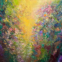 Far -intensive oil painting &quot;A Golden Kiss&quot; (2025) by Dini Christoforou