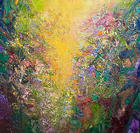 Far -intensive oil painting &quot;A Golden Kiss&quot; (2025) by Dini Christoforou