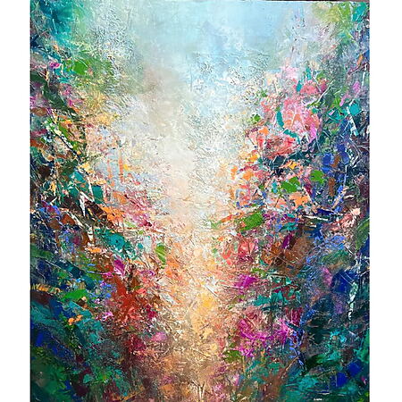 Abstract oil painting &quot;Burst of Joy&quot; (2025) by Dini Christoforou