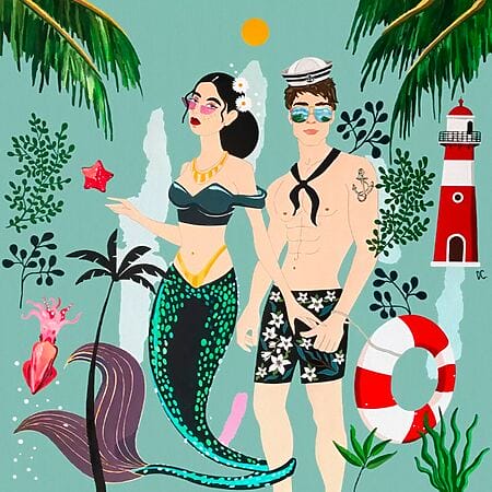 Acrylgemälde "The Sailor and the Mermaid N°2" (2024) von Artemisia