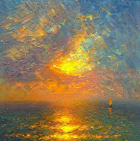 Impressionistisches Ölgemälde "Evening sea" (2022) von Dmitry Oleyn